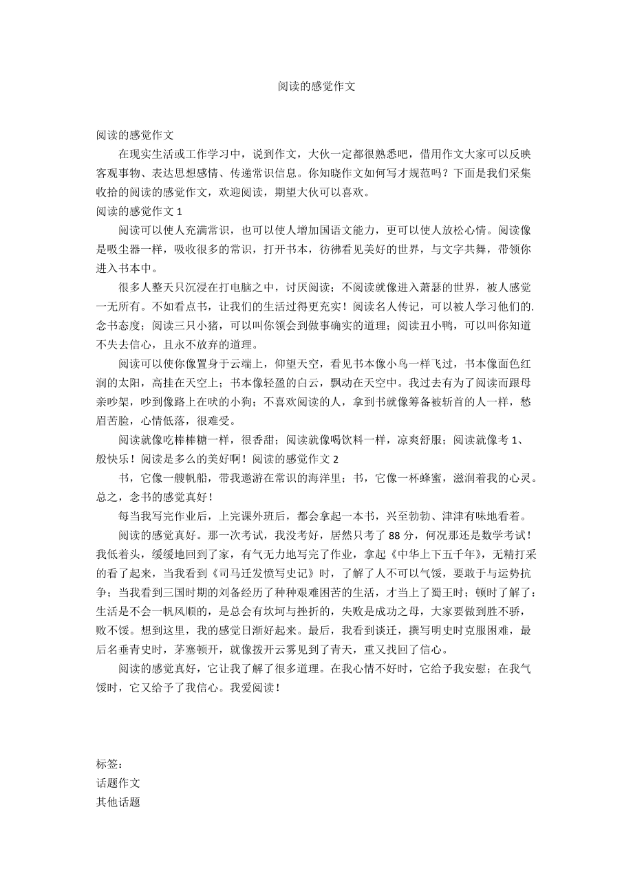 阅读的感觉作文_第1页