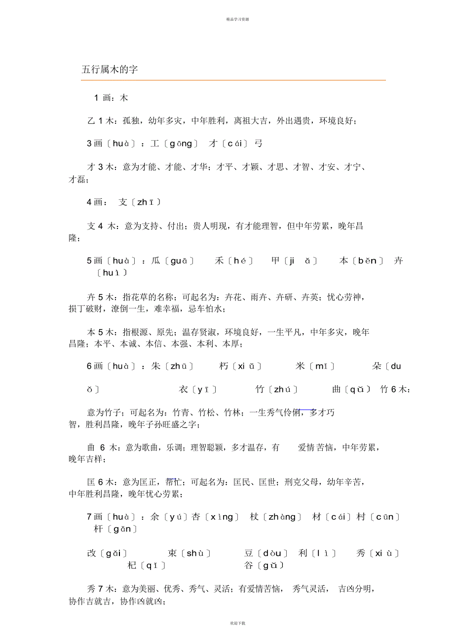 2022年木属性名字_第1页