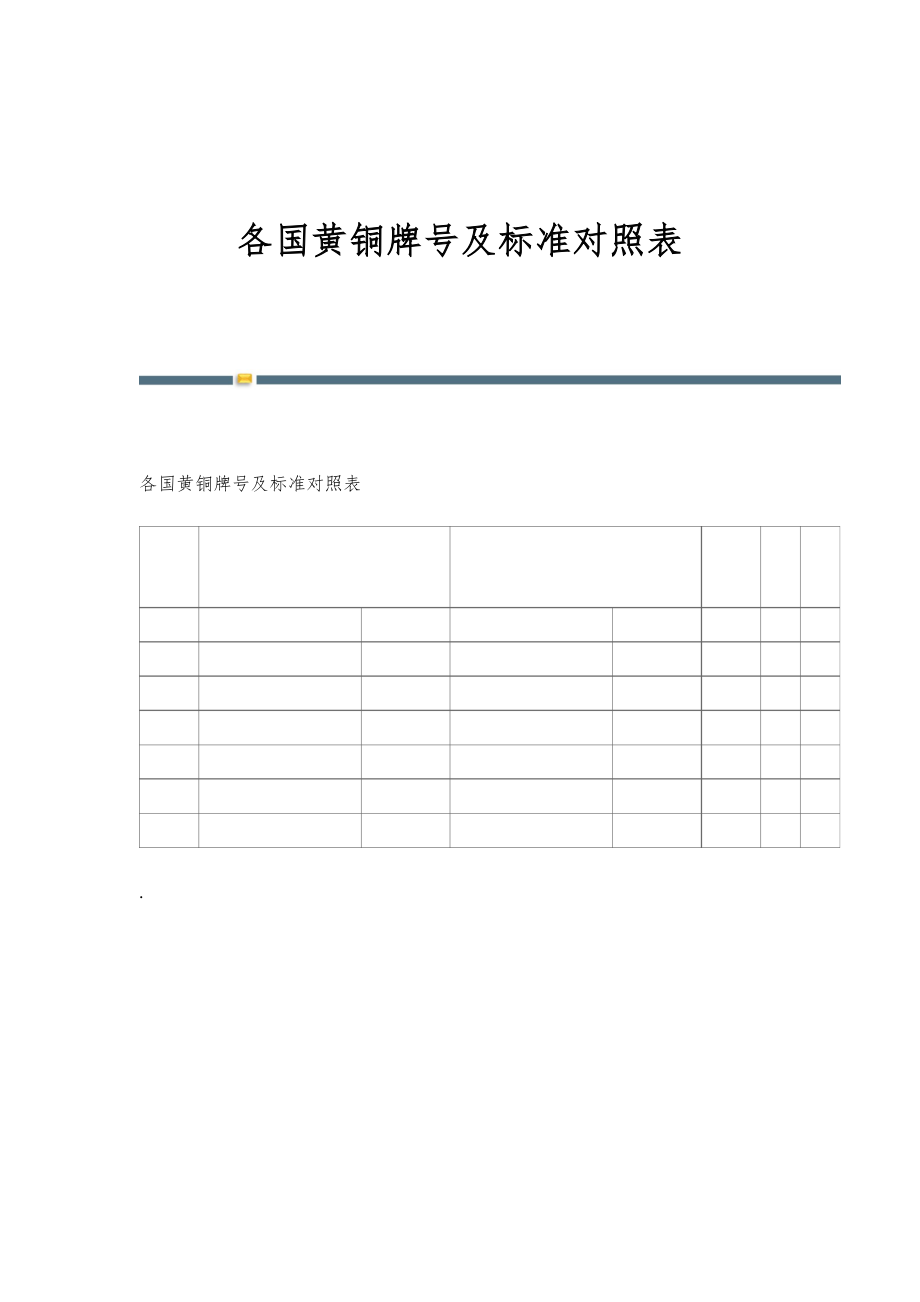 各国黄铜牌号及标准对照表-第7篇_第1页