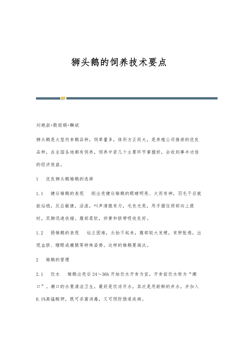 狮头鹅的饲养技术要点_第1页