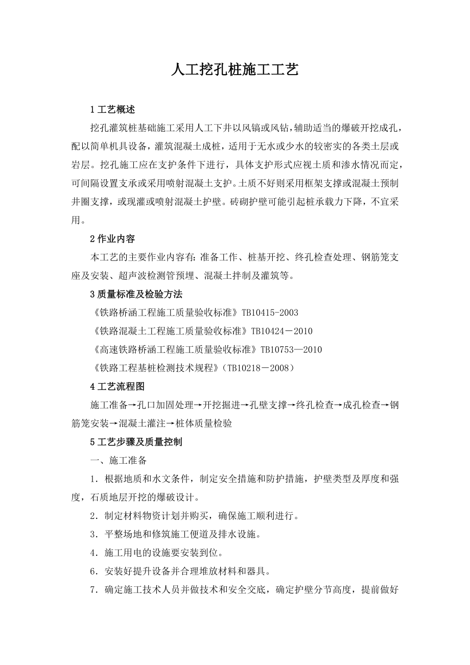 人工挖孔桩施工工艺（作业指导书、技术交底）_第1页