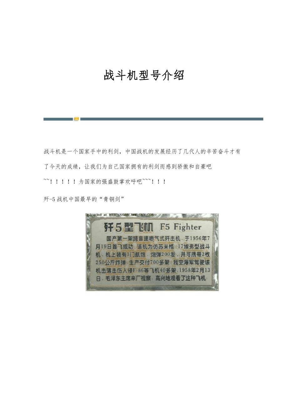 战斗机型号介绍_第1页
