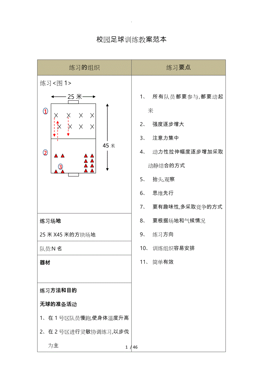 校园足球训练教案范本_第1页