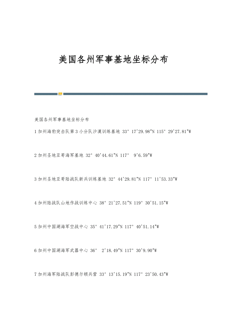 美国各州军事基地坐标分布_第1页
