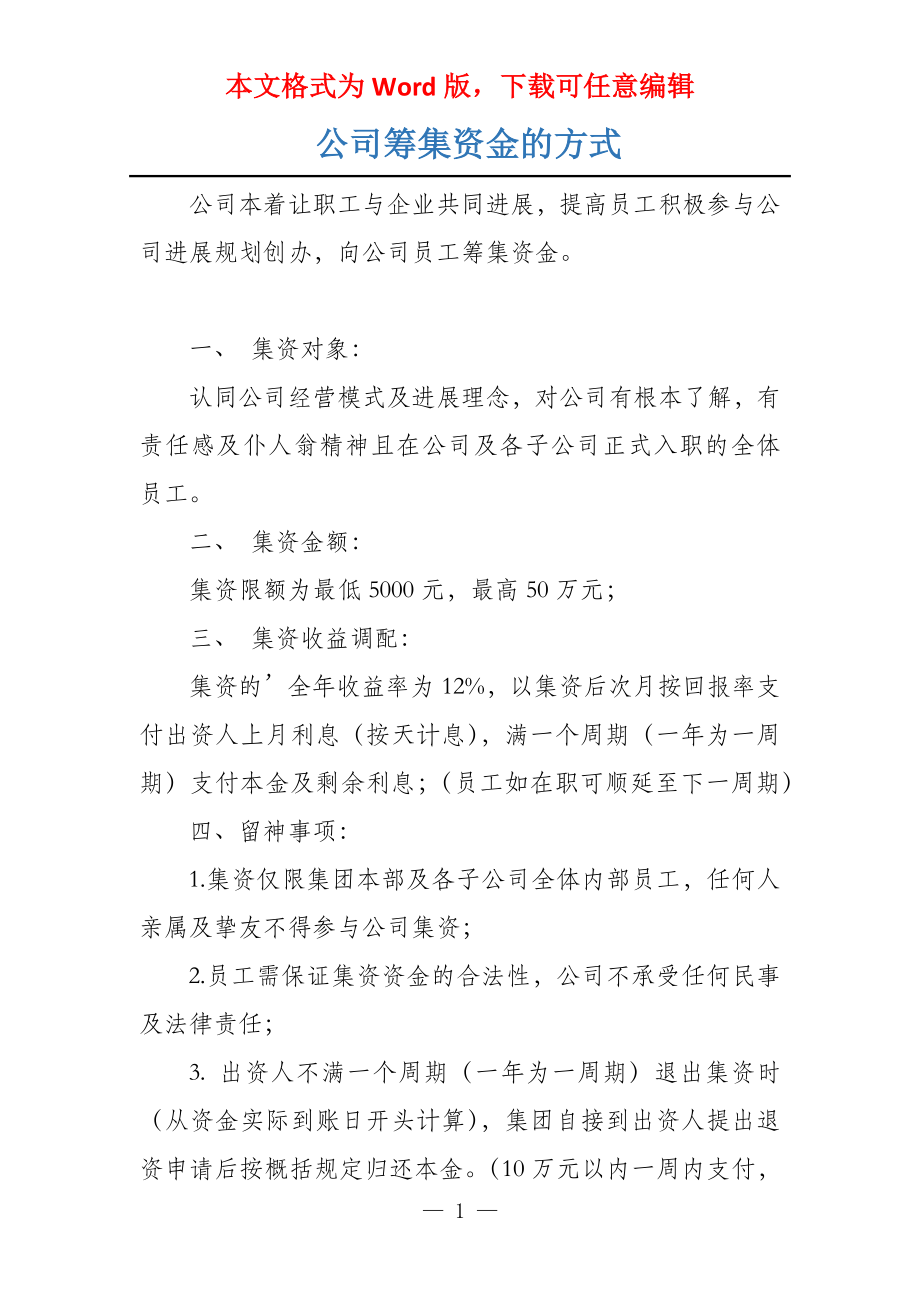 公司筹集资金的方式_第1页