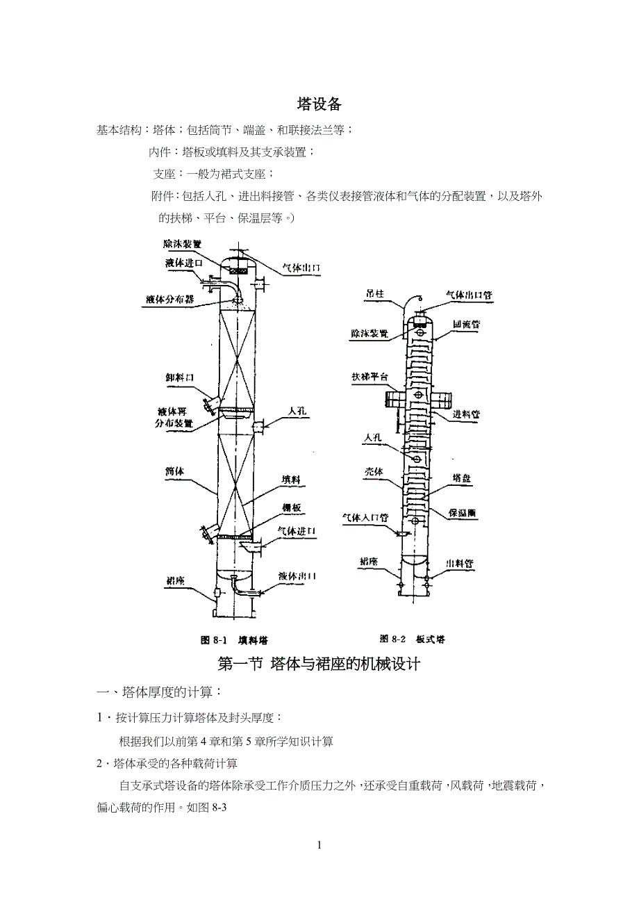 化工设备基础-塔设备--教学教案_第1页