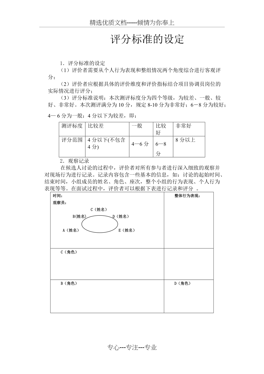 无领导小组讨论评分表-评分标准_第1页
