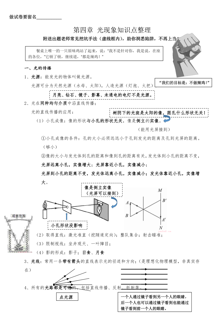 八上物理第四章《光现象》知识点上_第1页