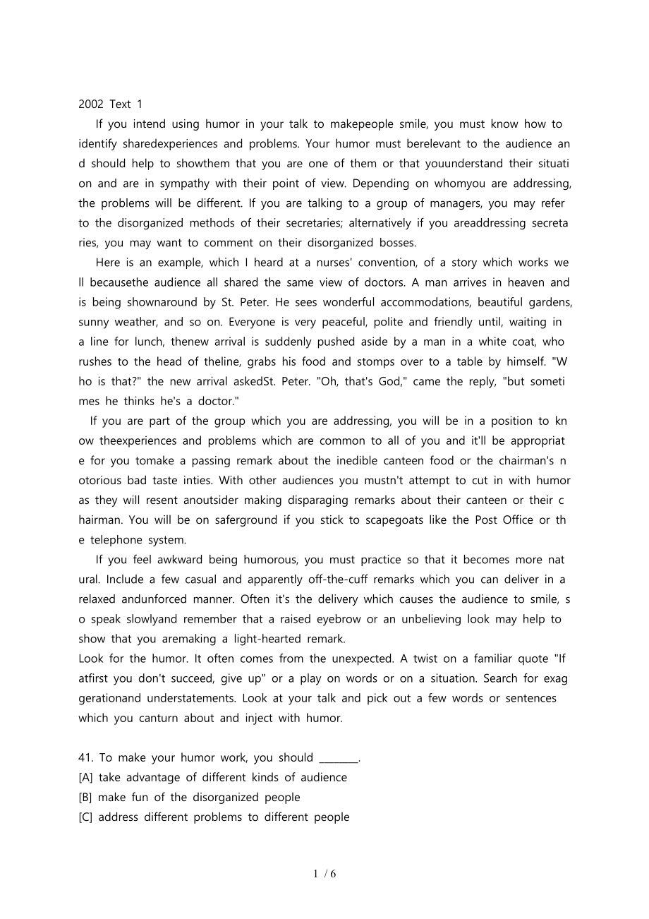 考研英语二2002阅读真题版_第1页