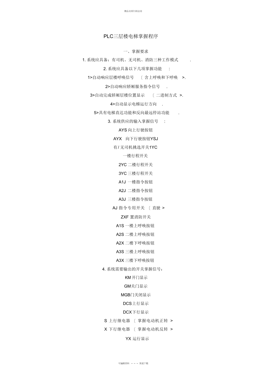 PLC三层楼电梯控制程序_第1页
