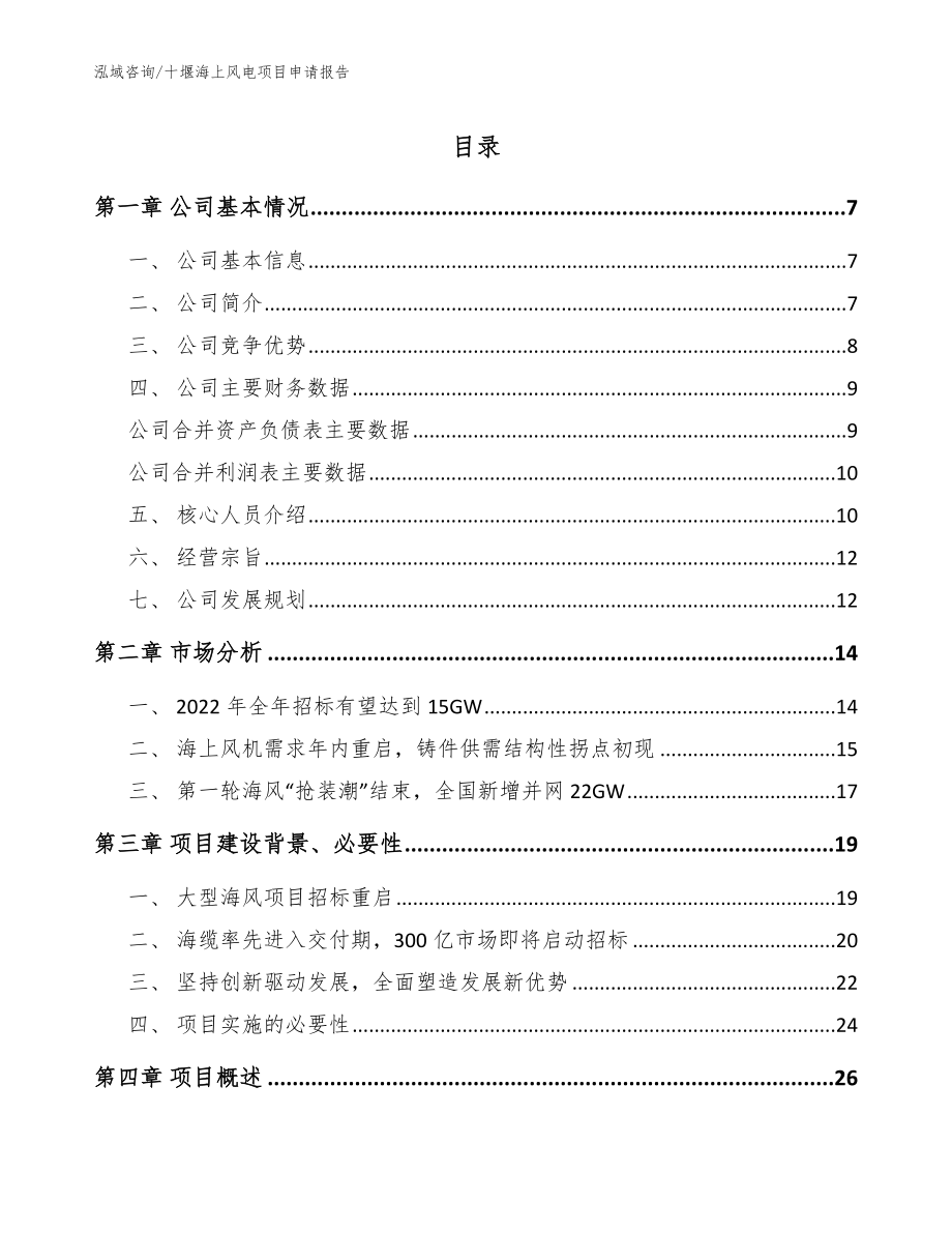 十堰海上风电项目申请报告模板范本_第1页