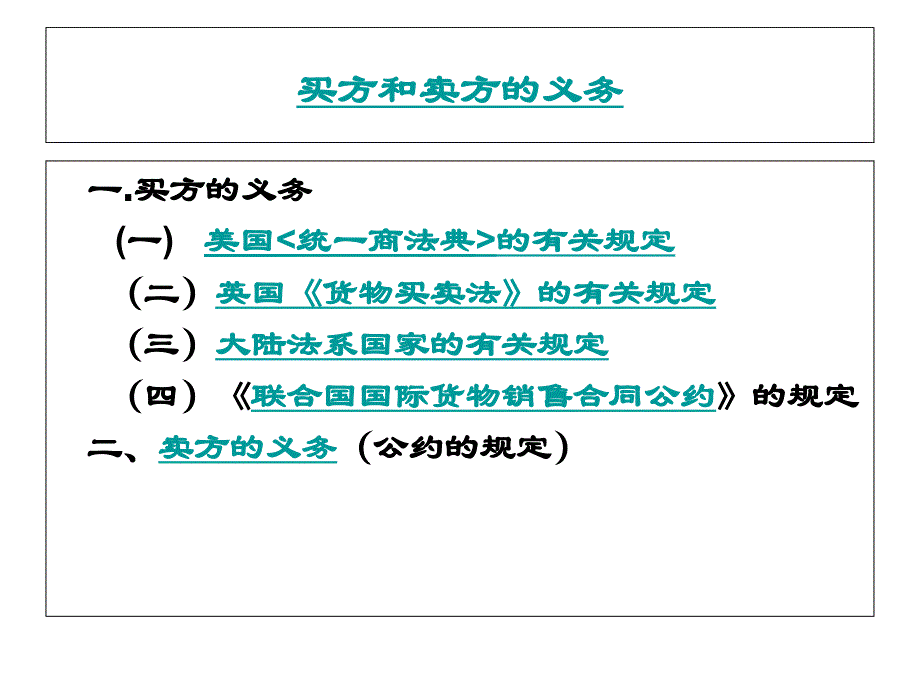 国际商法PPT完整版-知识点-重点第三节-买方和卖方义务课件_第1页