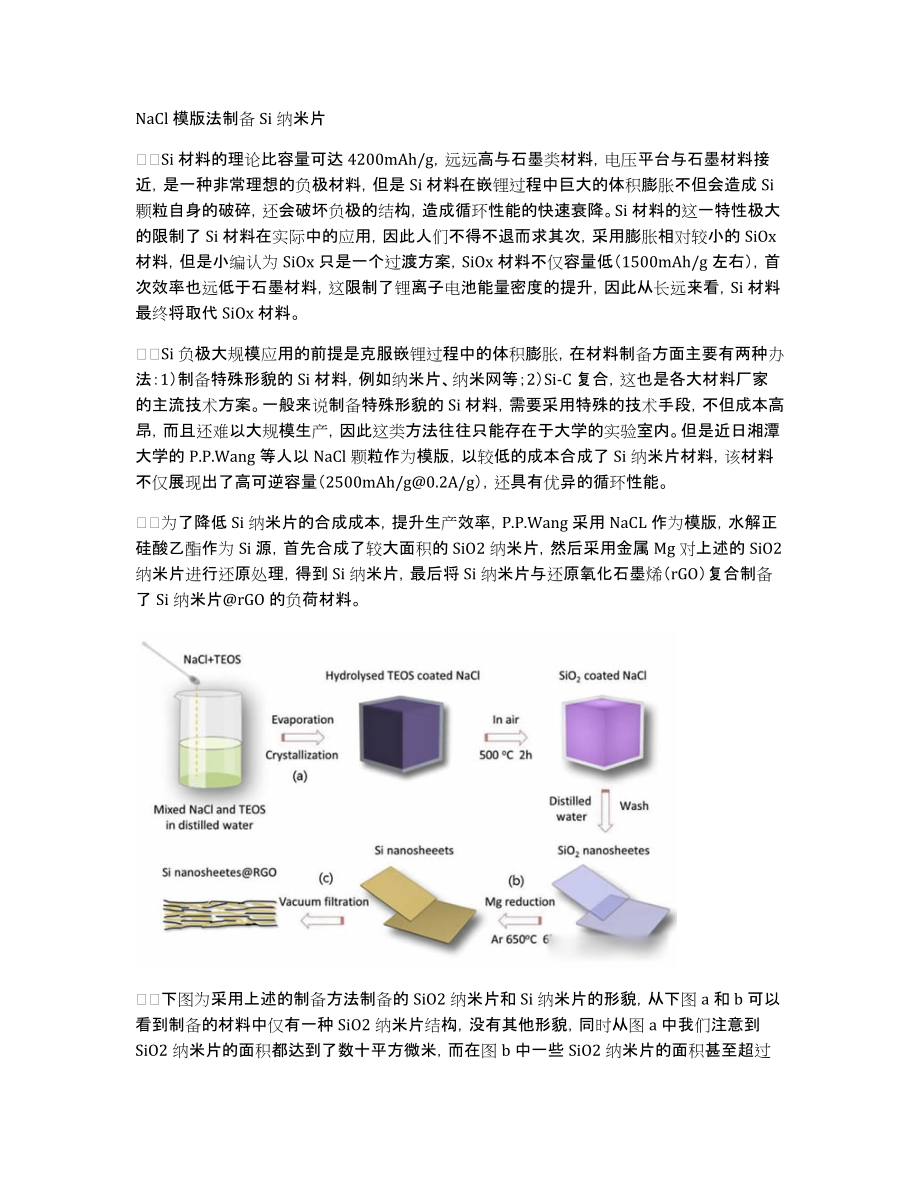 NaCl模版法制备Si纳米片_第1页