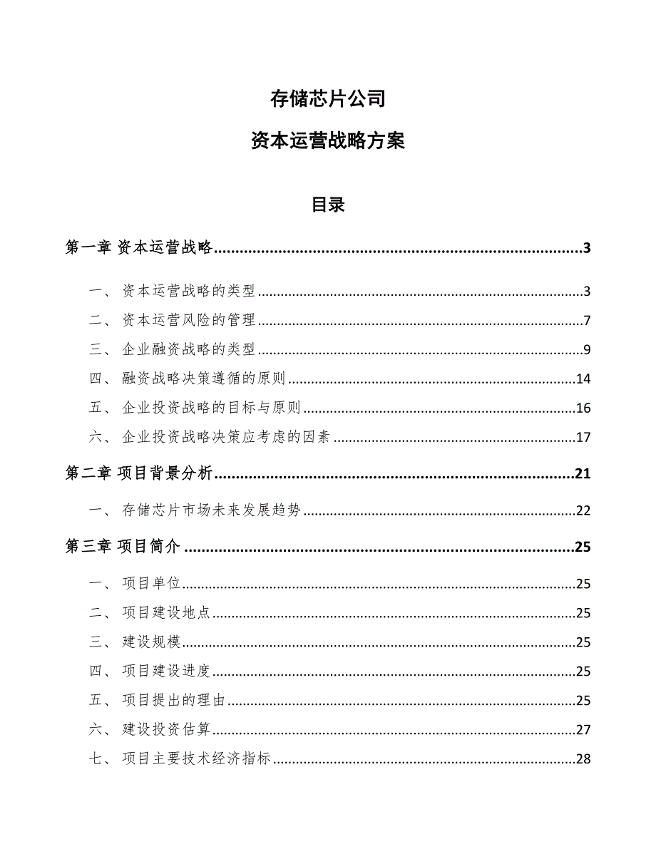 存储芯片公司资本运营战略方案_第1页