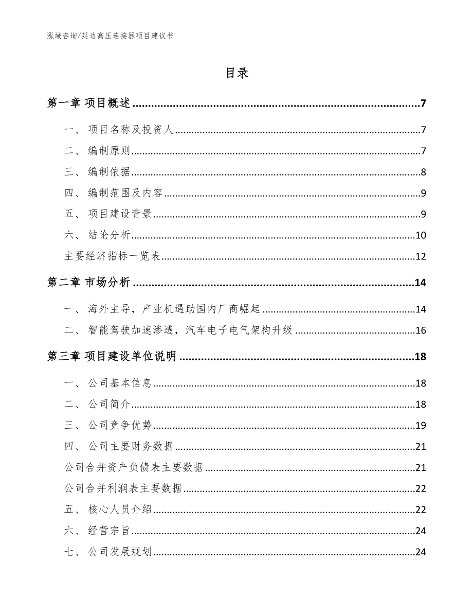 延边高压连接器项目建议书_范文模板_第1页