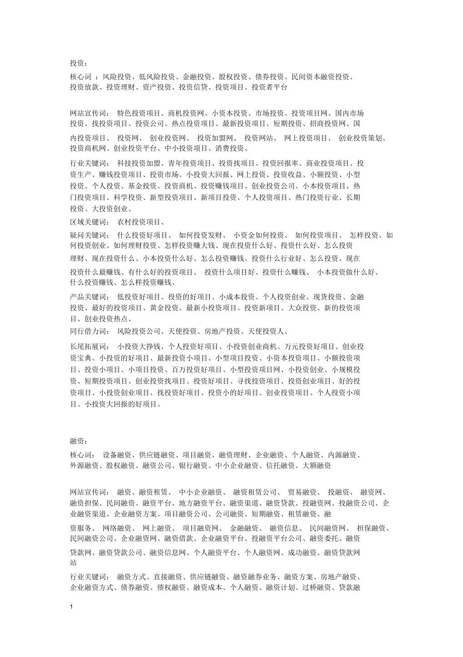(完整版)金融行业推广关键词_第1页
