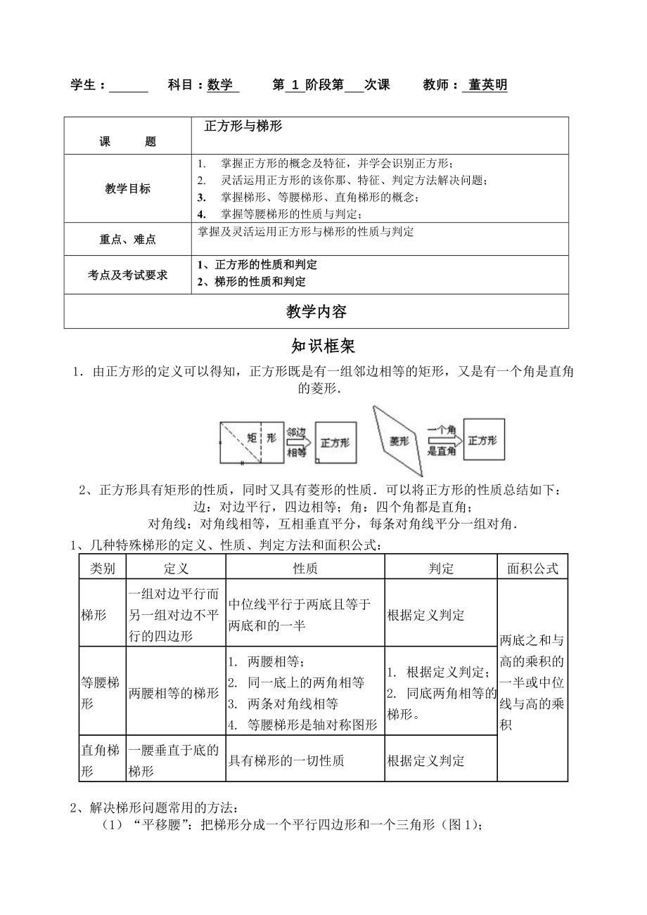 正方形和梯形讲义_第1页