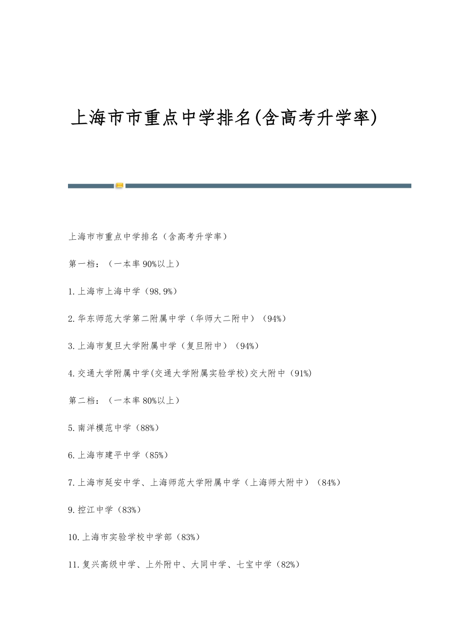 上海市市重点中学排名(含高考升学率)-第3篇_第1页