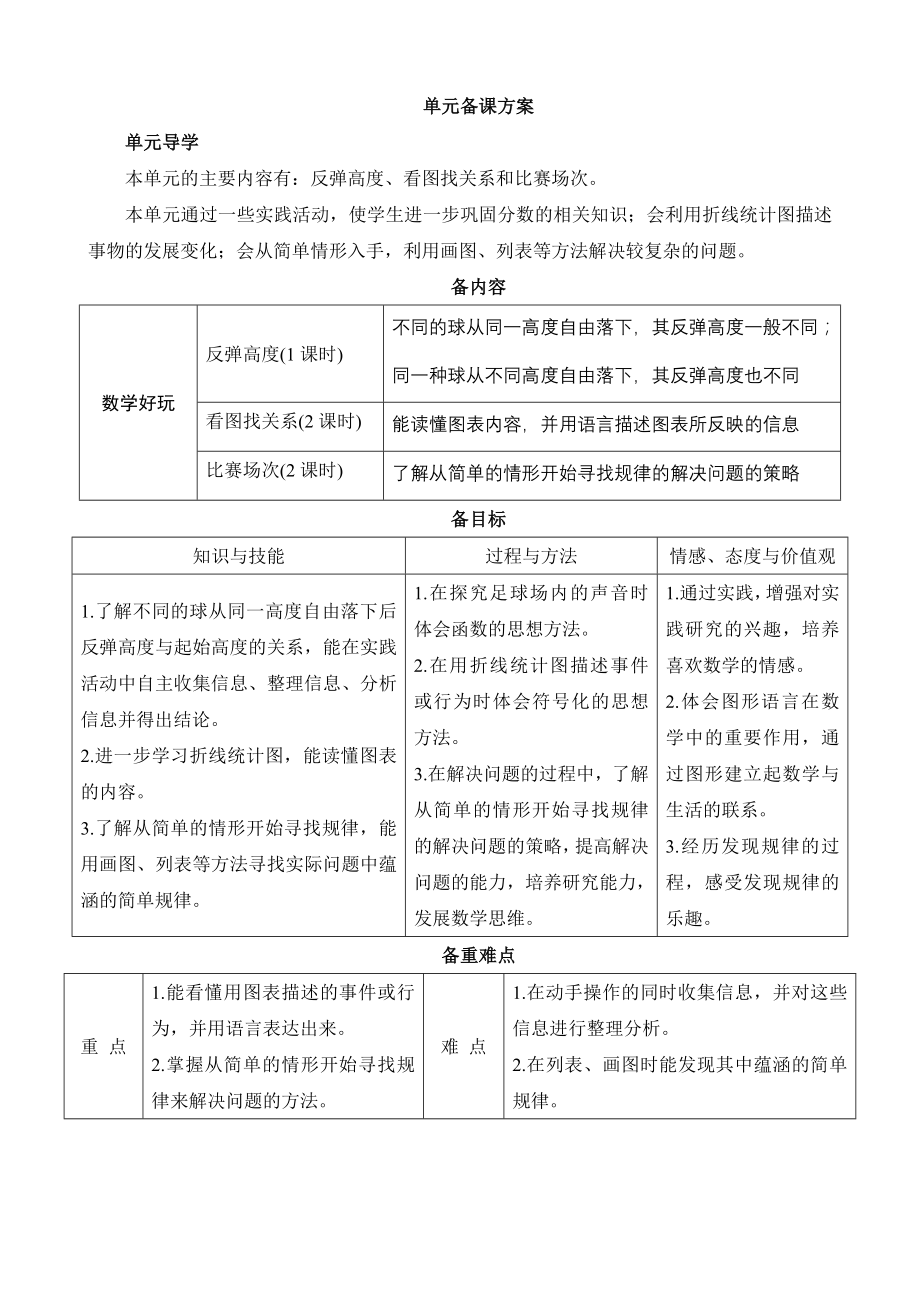 北京师大版小学数学六年级上册《数学好玩》备课方案_第1页