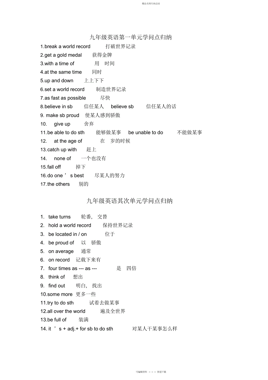 冀教版九级英语全册知识点总结2_第1页