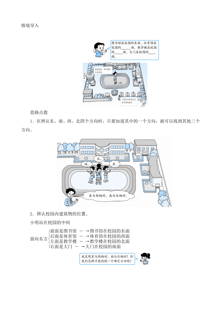 《认识东、南、西、北四个方向》知识点的图示化讲解_第1页