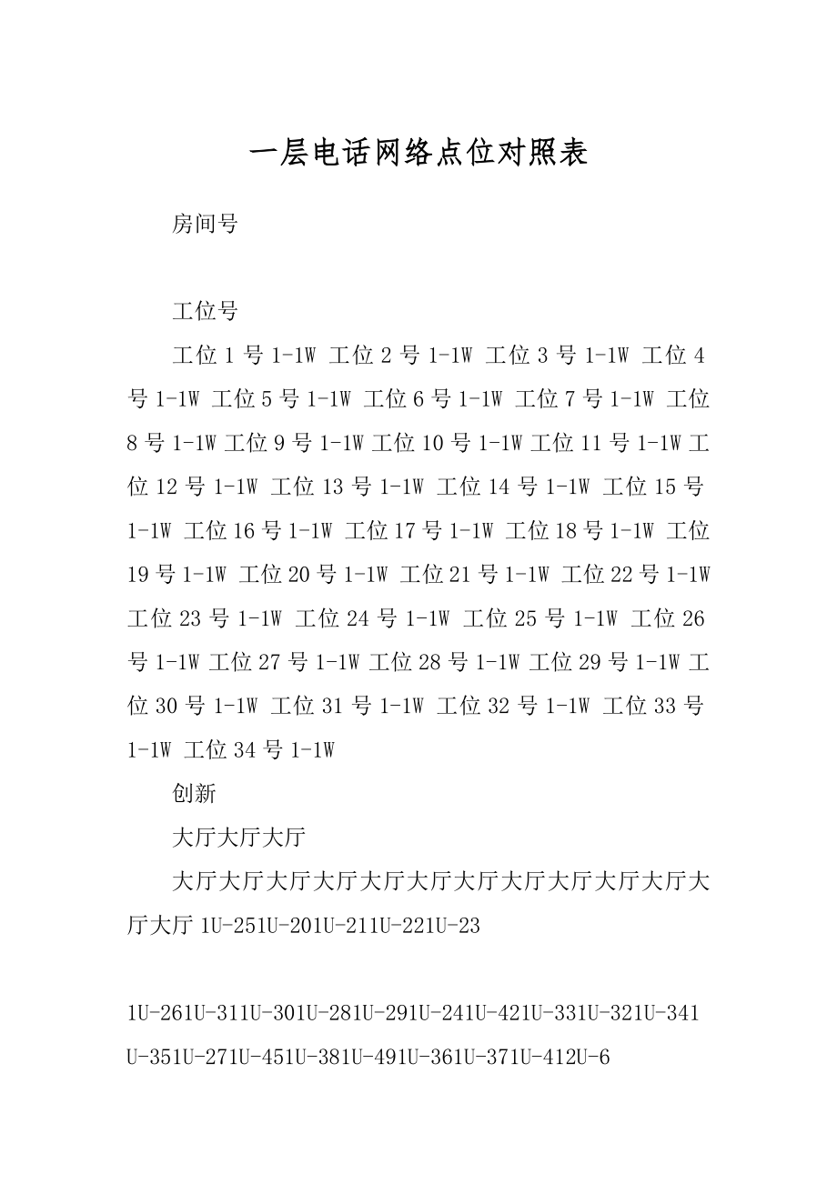 一层电话网络点位对照表_第1页