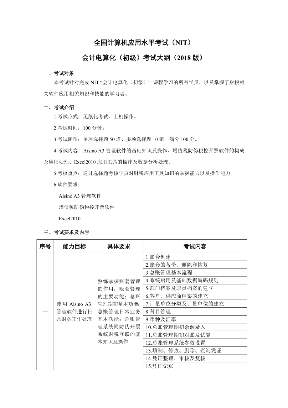 全国计算机应用水平考试（NIT）_第1页