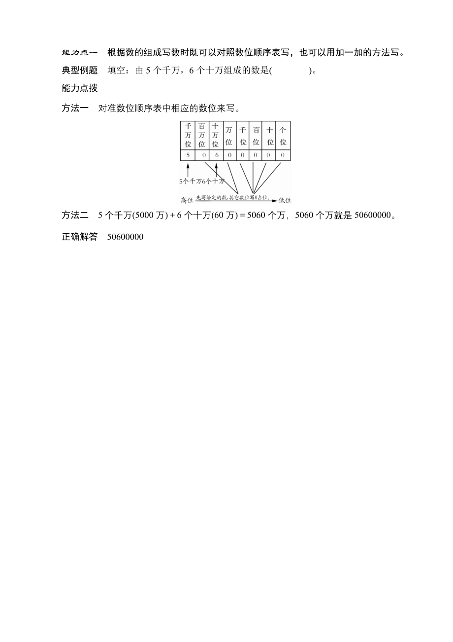 能力点一根据数的组成写数时既可以对照数位顺序表写也可以用加一加的方法写_第1页