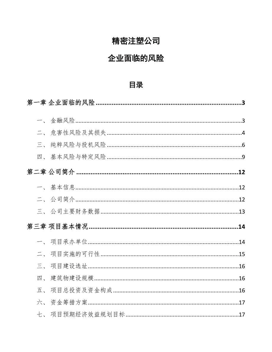 精密注塑公司企业面临的风险_第1页