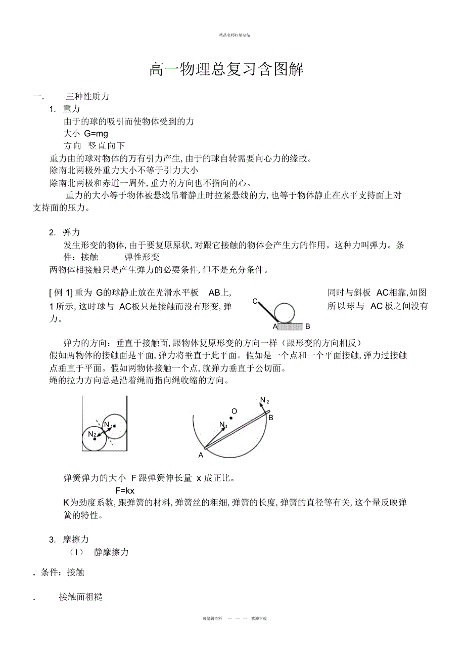物理高一总结笔记_第1页