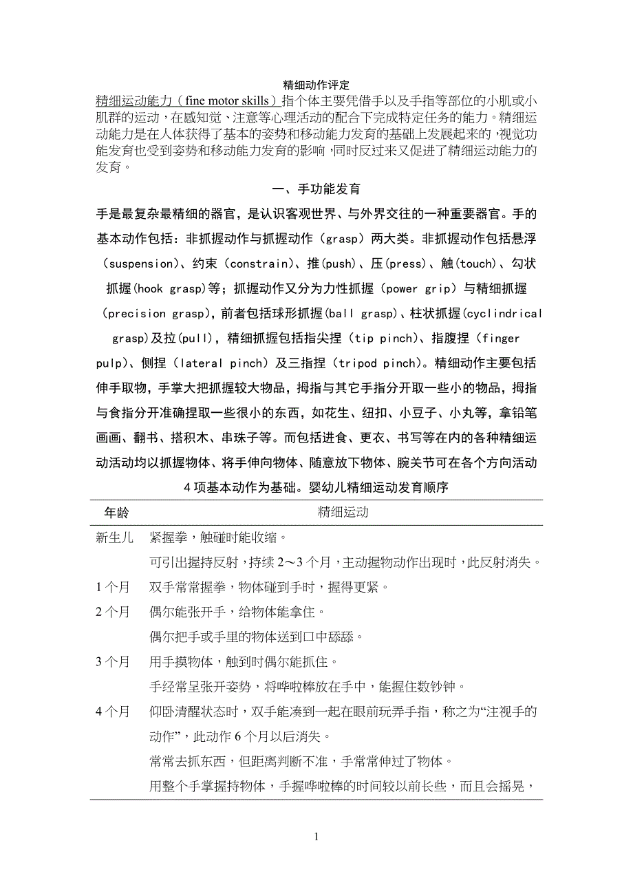 婴幼儿儿童精细动作评定_第1页