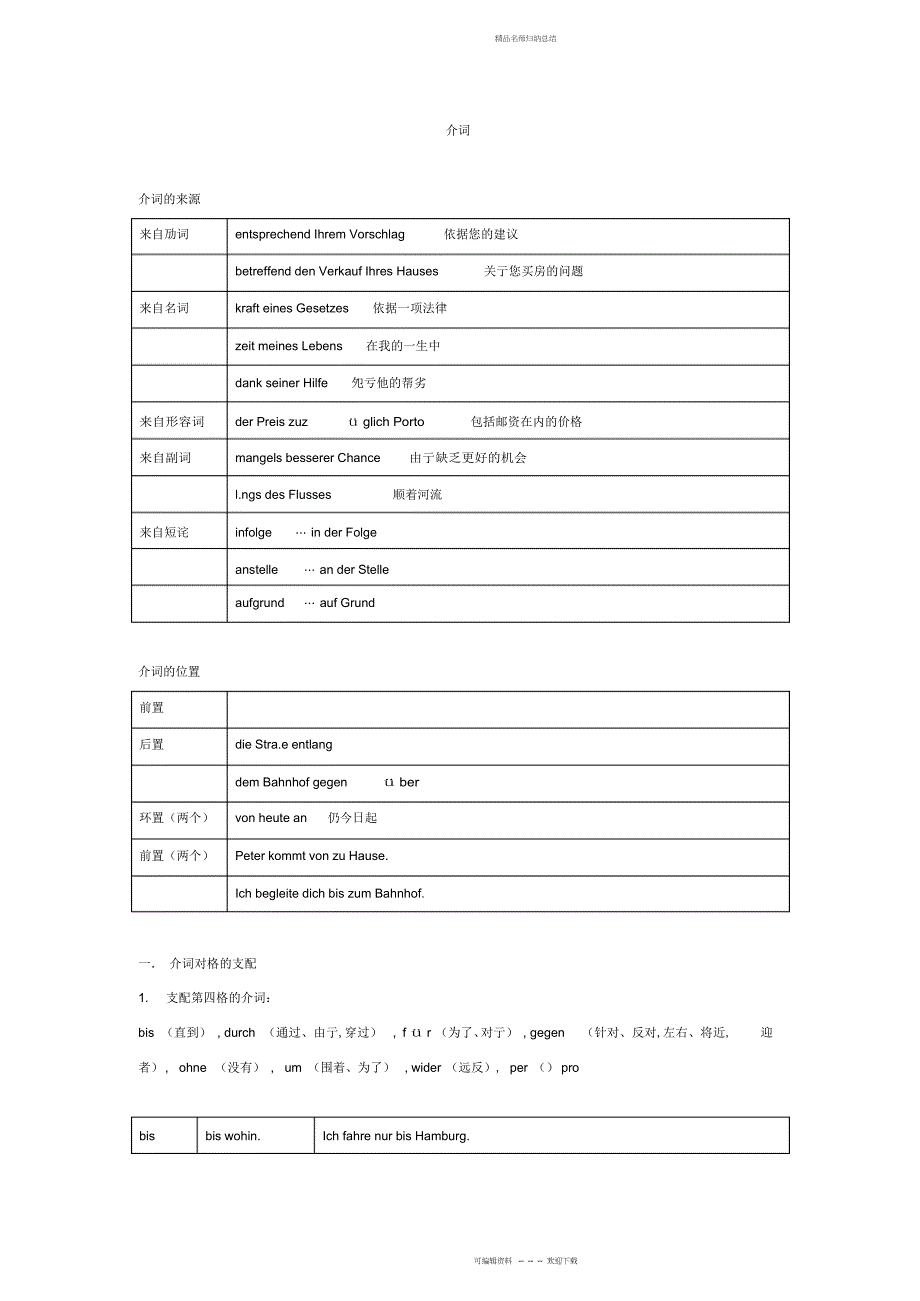 德语介词语法总结_第1页