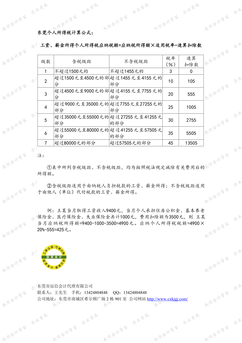 东莞个人所得税计算公式_第1页