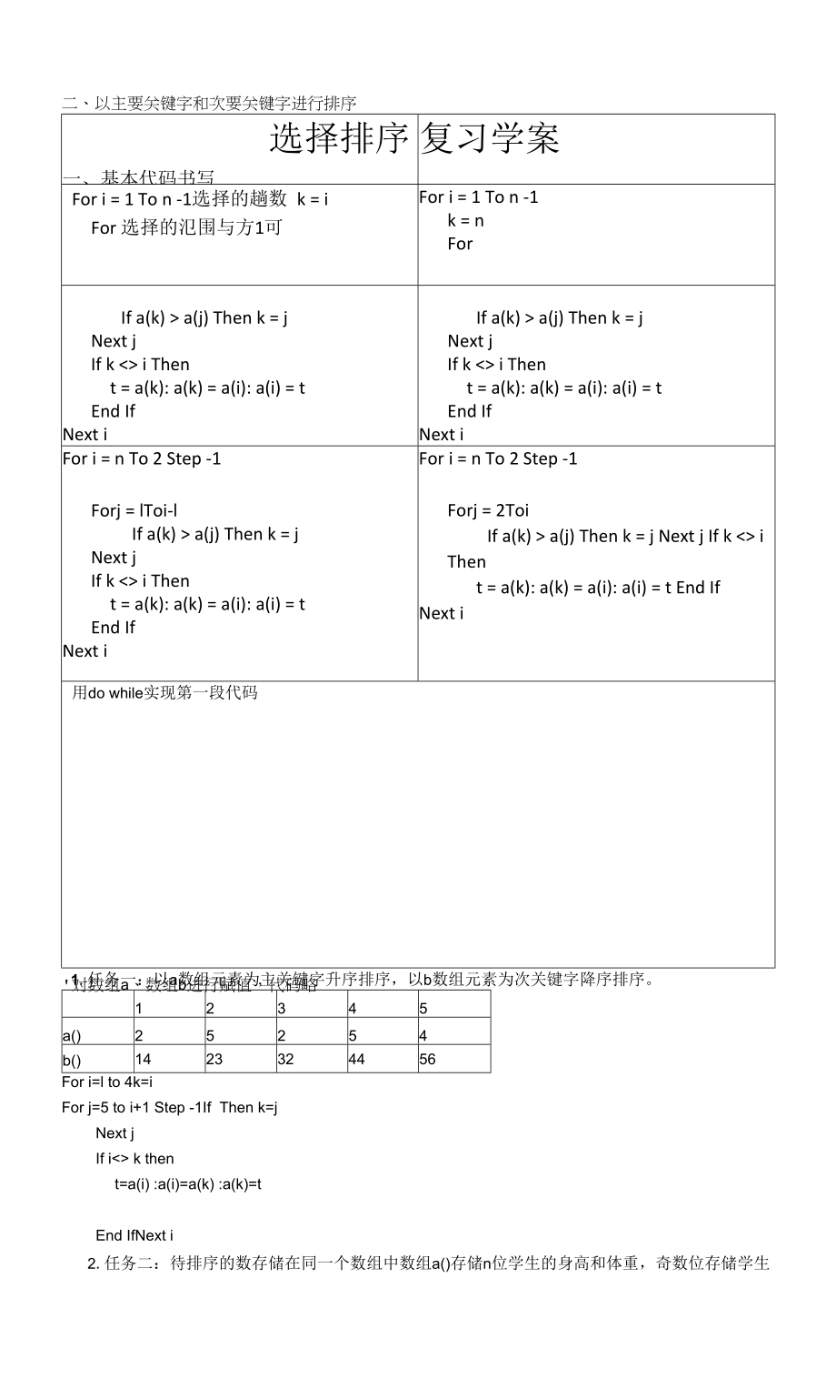 中小幼选择排序学案公开课教案教学设计课件【一等奖】_第1页