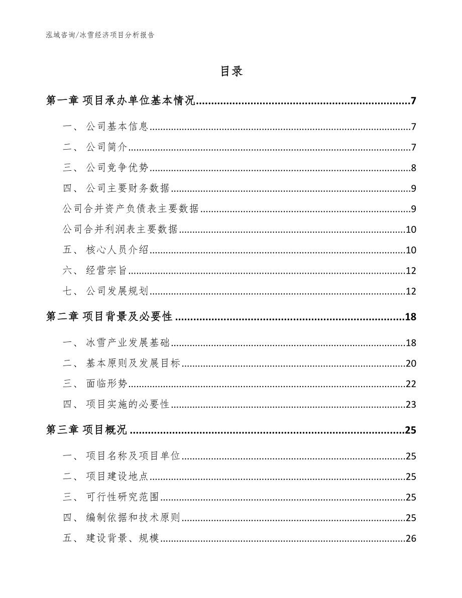 冰雪经济项目分析报告（模板参考）_第1页