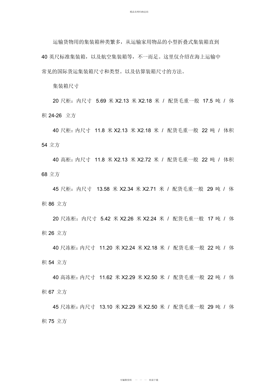 集装箱货柜尺寸、估算装箱尺寸方法_第1页