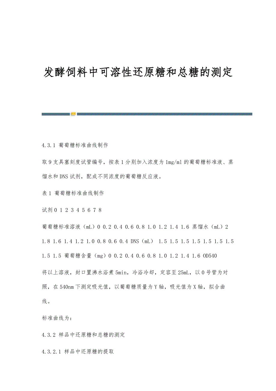 发酵饲料中可溶性还原糖和总糖的测定-第1篇_第1页
