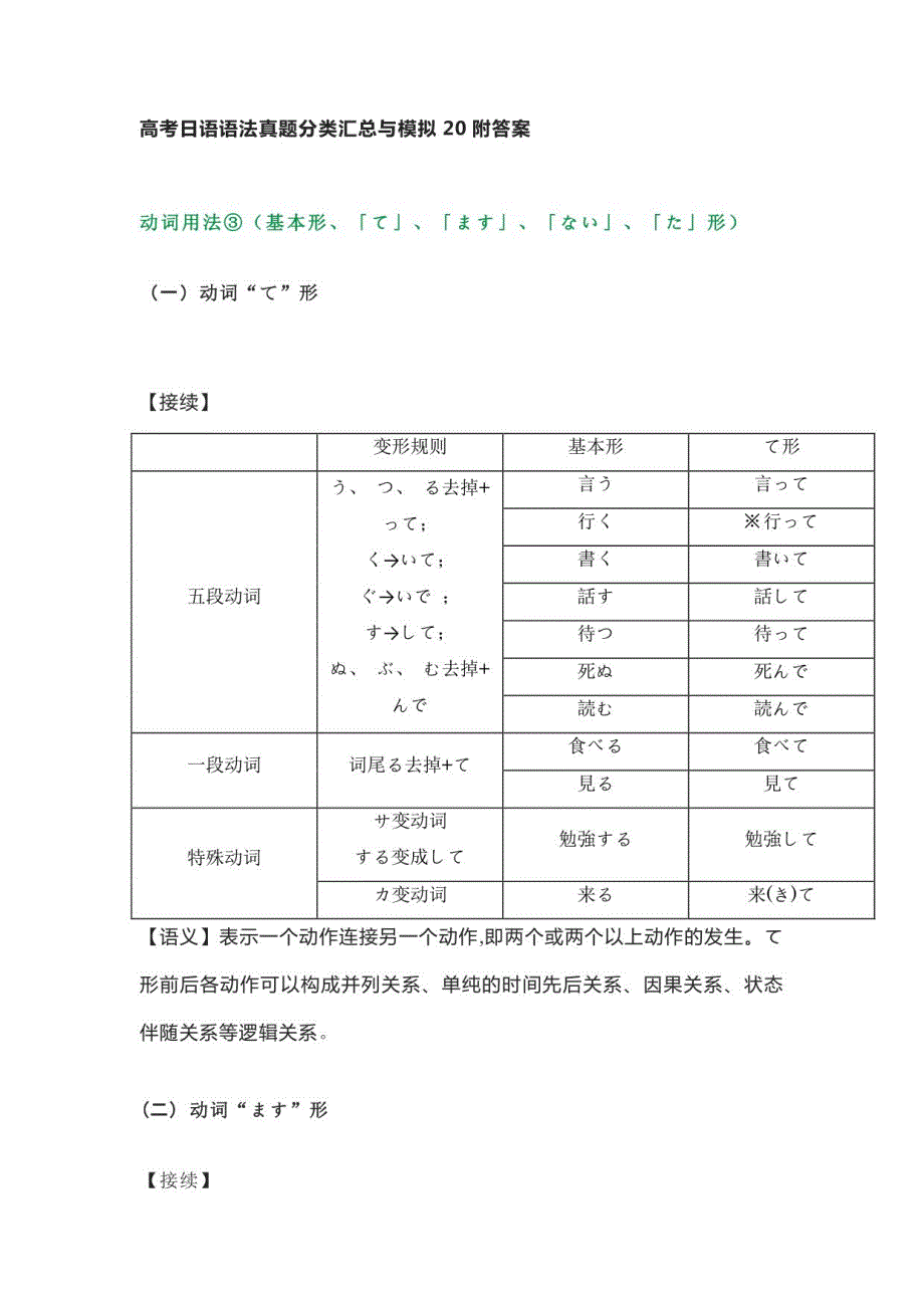 高考日语语法真题汇编与模拟系列20_第1页