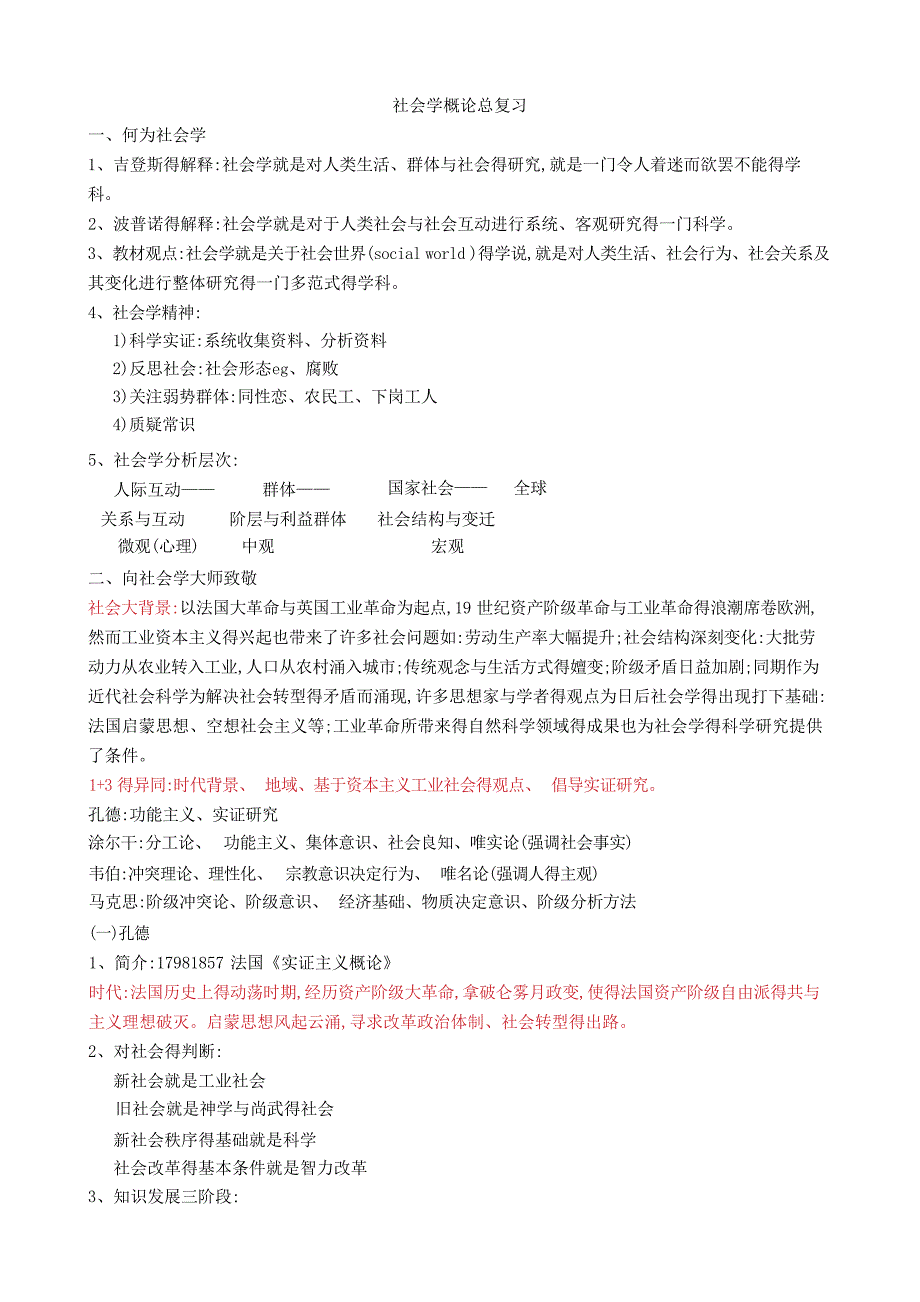 社会学概论复习笔记全社会学_第1页