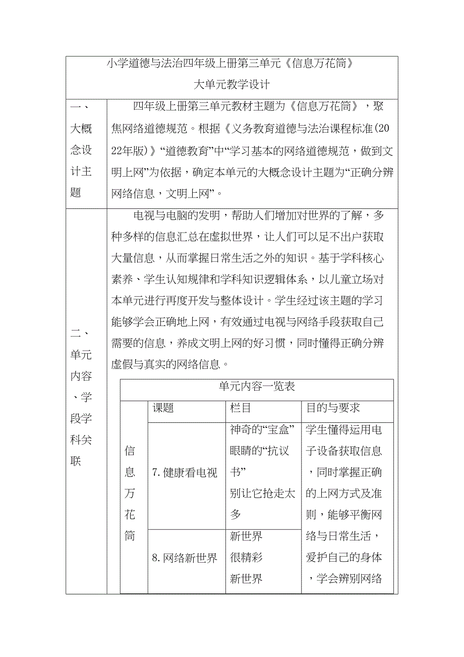 【大单元整体教学】第三单元 《信息万花筒》单元整体分析_第1页