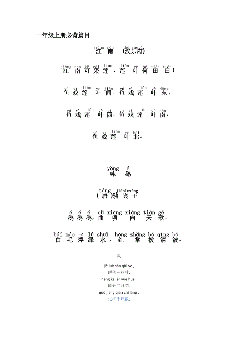 小学语文1——6年级必背篇目_第1页