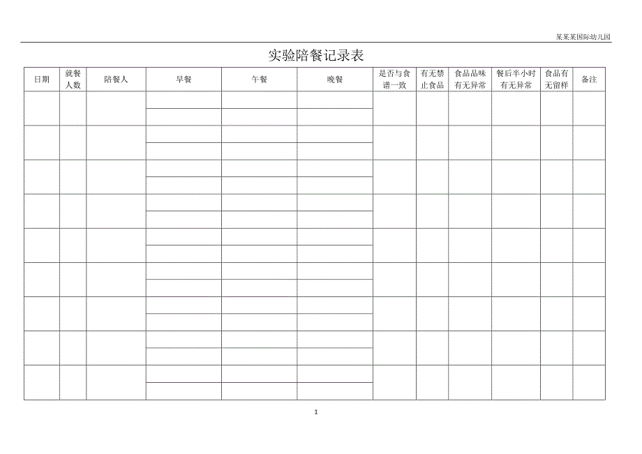 幼儿园常用表格-（实验幼儿园陪餐记录表）附-日常工作管理及绩效考核细则_第1页