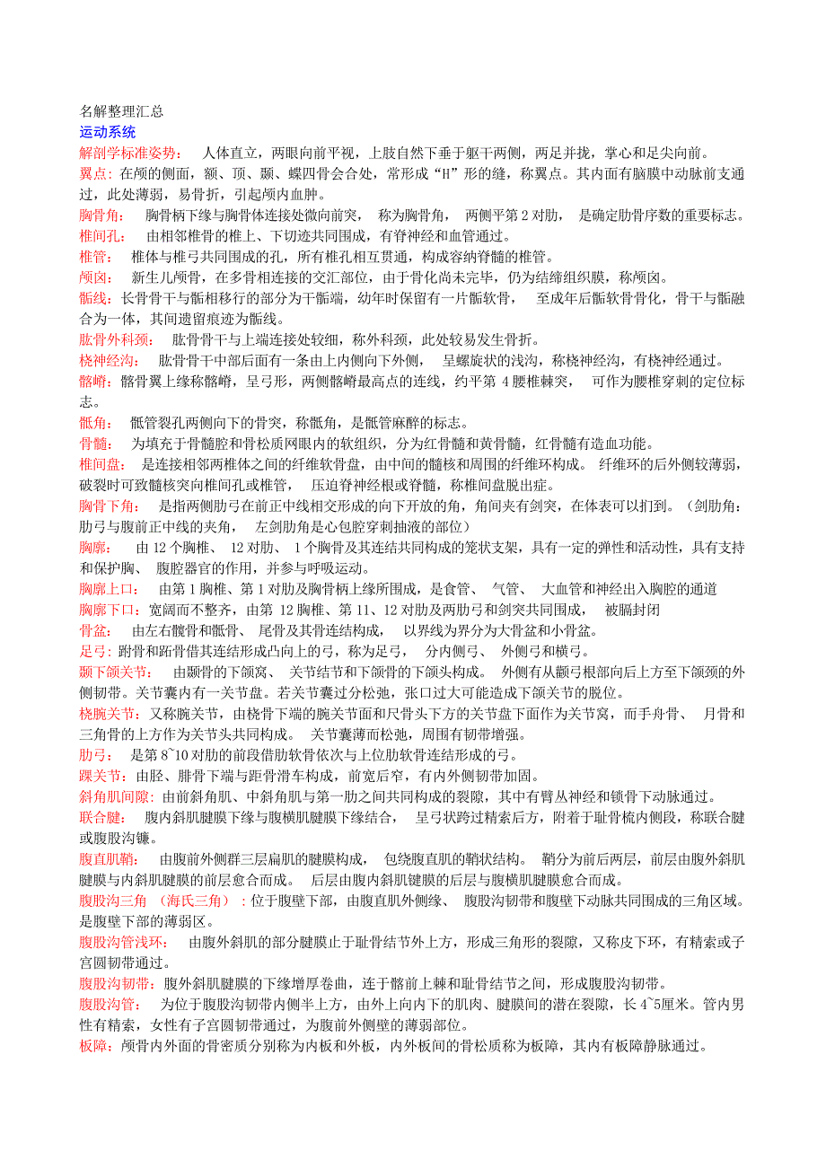 系统解剖学期末重点名解汇总亲自根据重点手打归纳的全大学_第1页