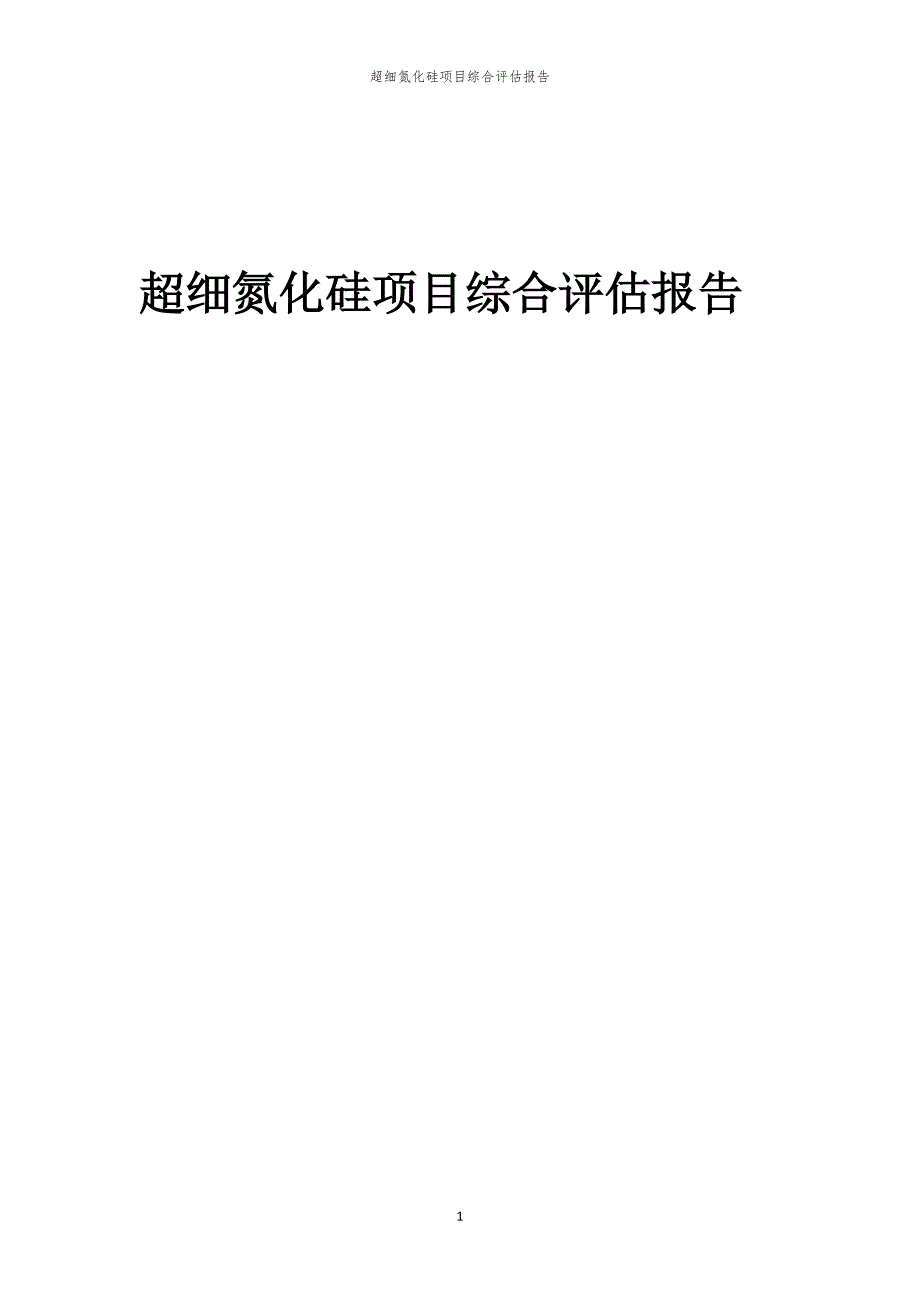 2024年超细氮化硅项目综合评估报告_第1页