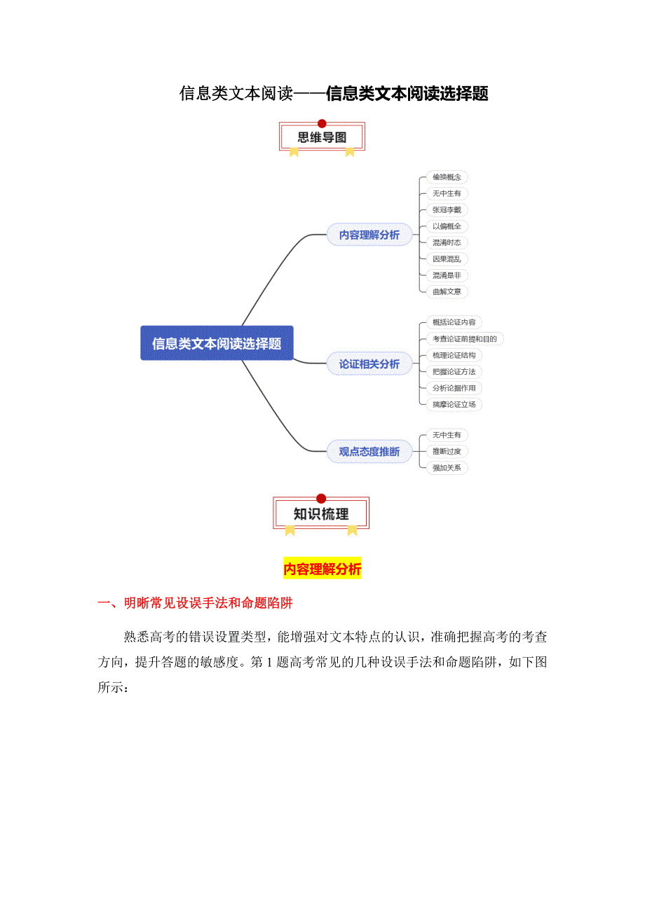 人教版2024年高考一轮复习语文考点《【信息类文本阅读】 信息类文本阅读选择题》_第1页