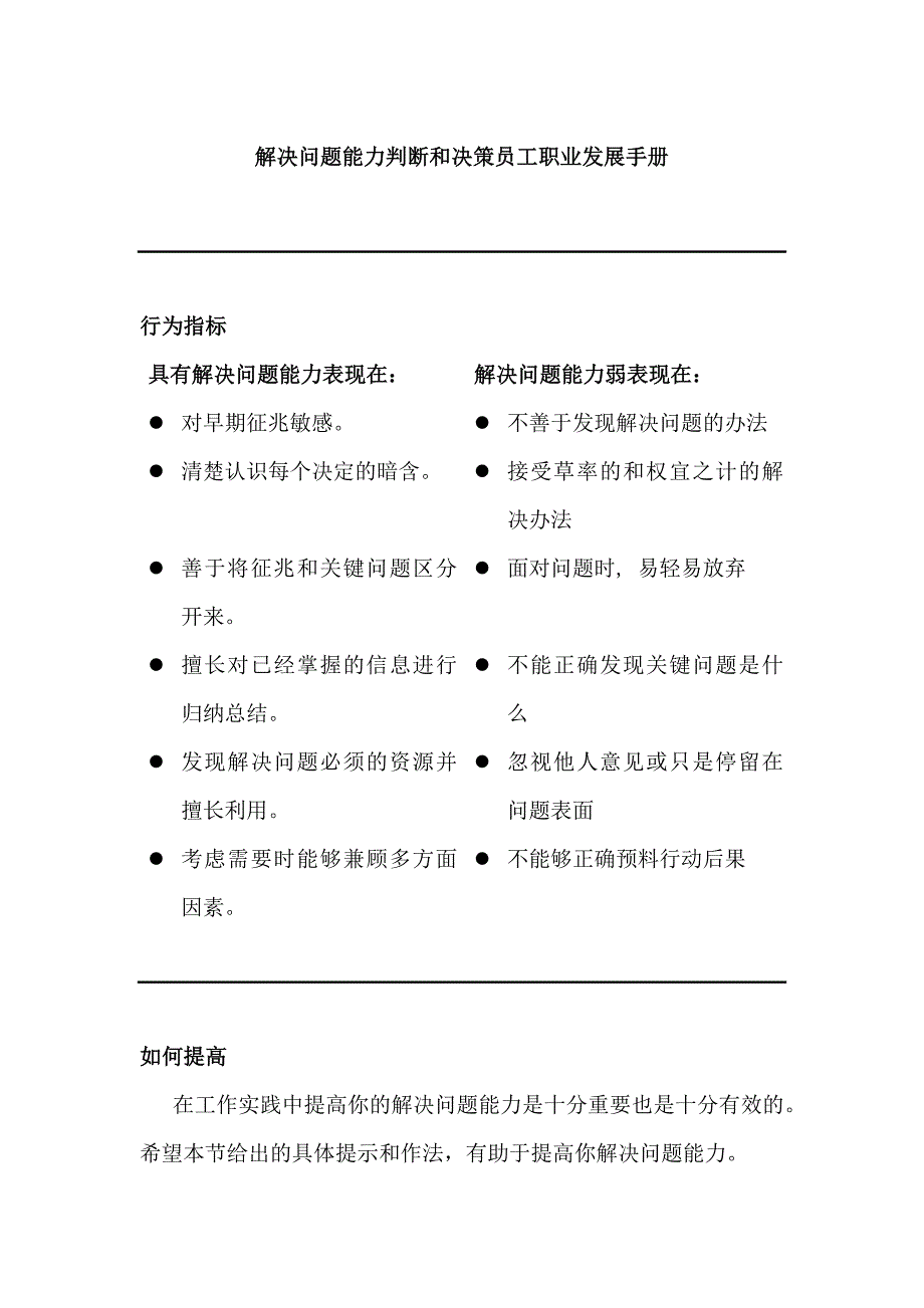解决问题能力判断和决策员工职业发展手册_第1页