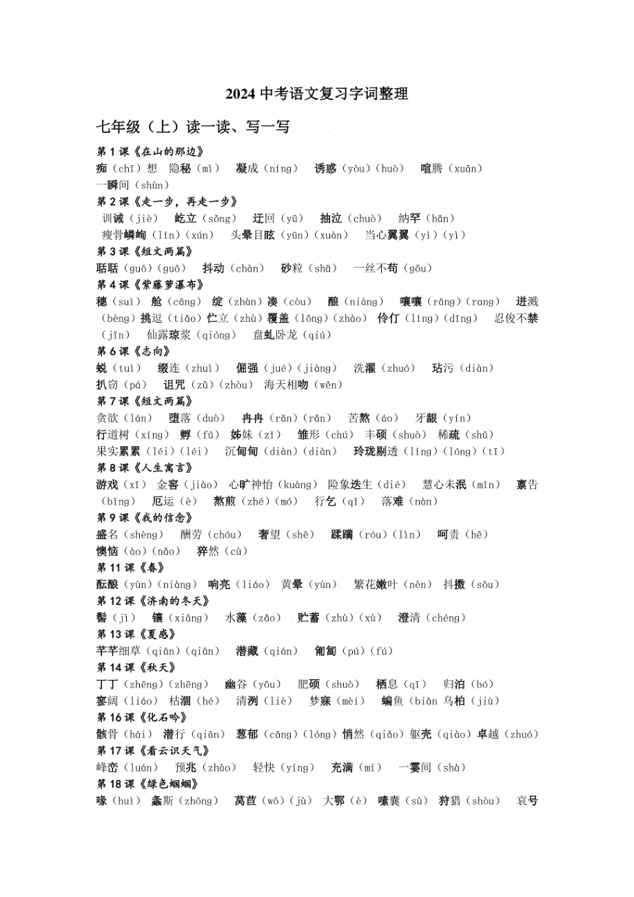 2024中考语文复习字词_第1页