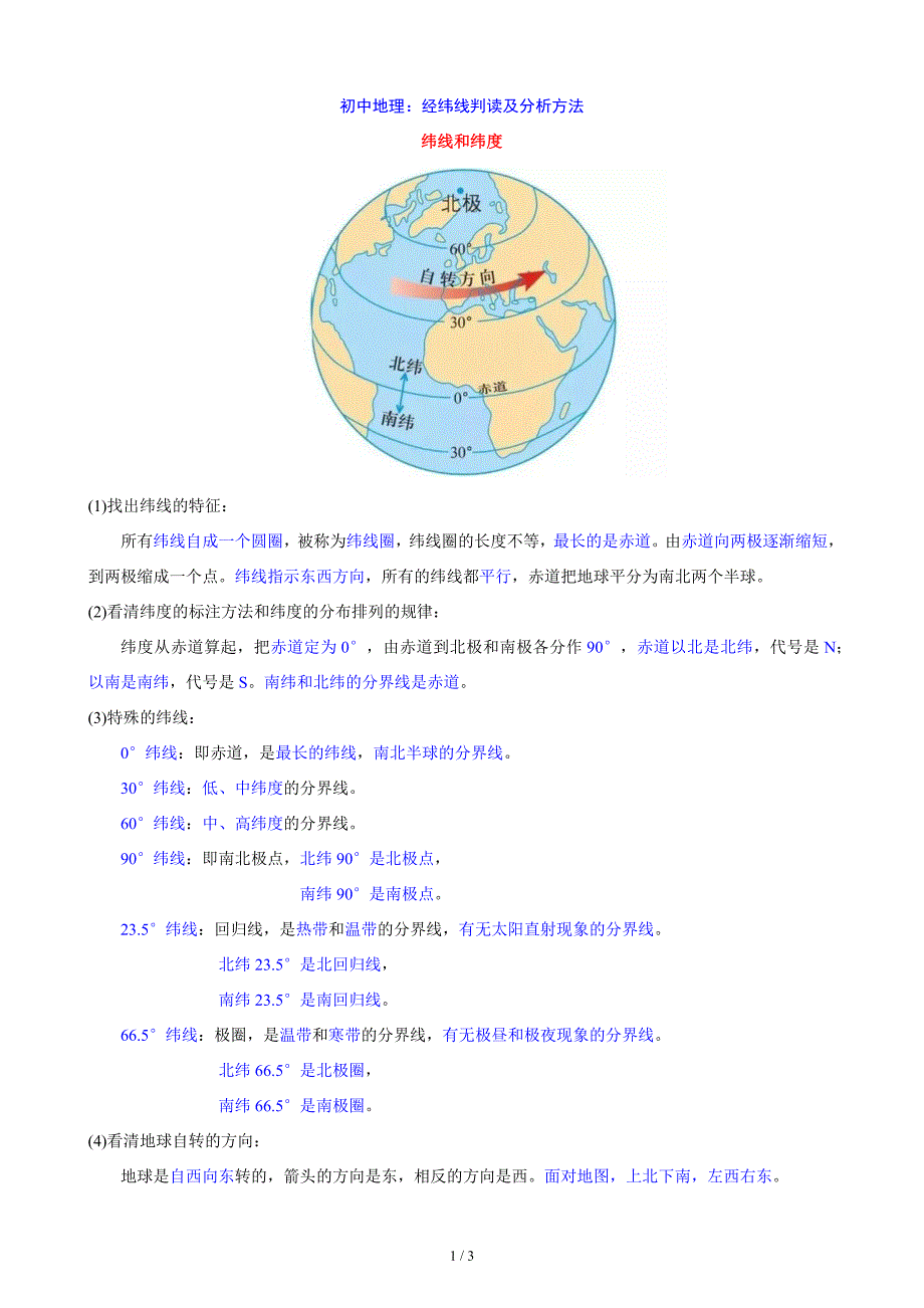 【初中地理】经纬线判读及分析方法_第1页