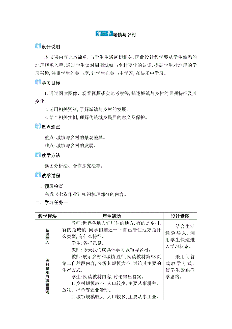 2024年人教版七年级地理上册第五章居民与文化02城镇与乡村_第1页