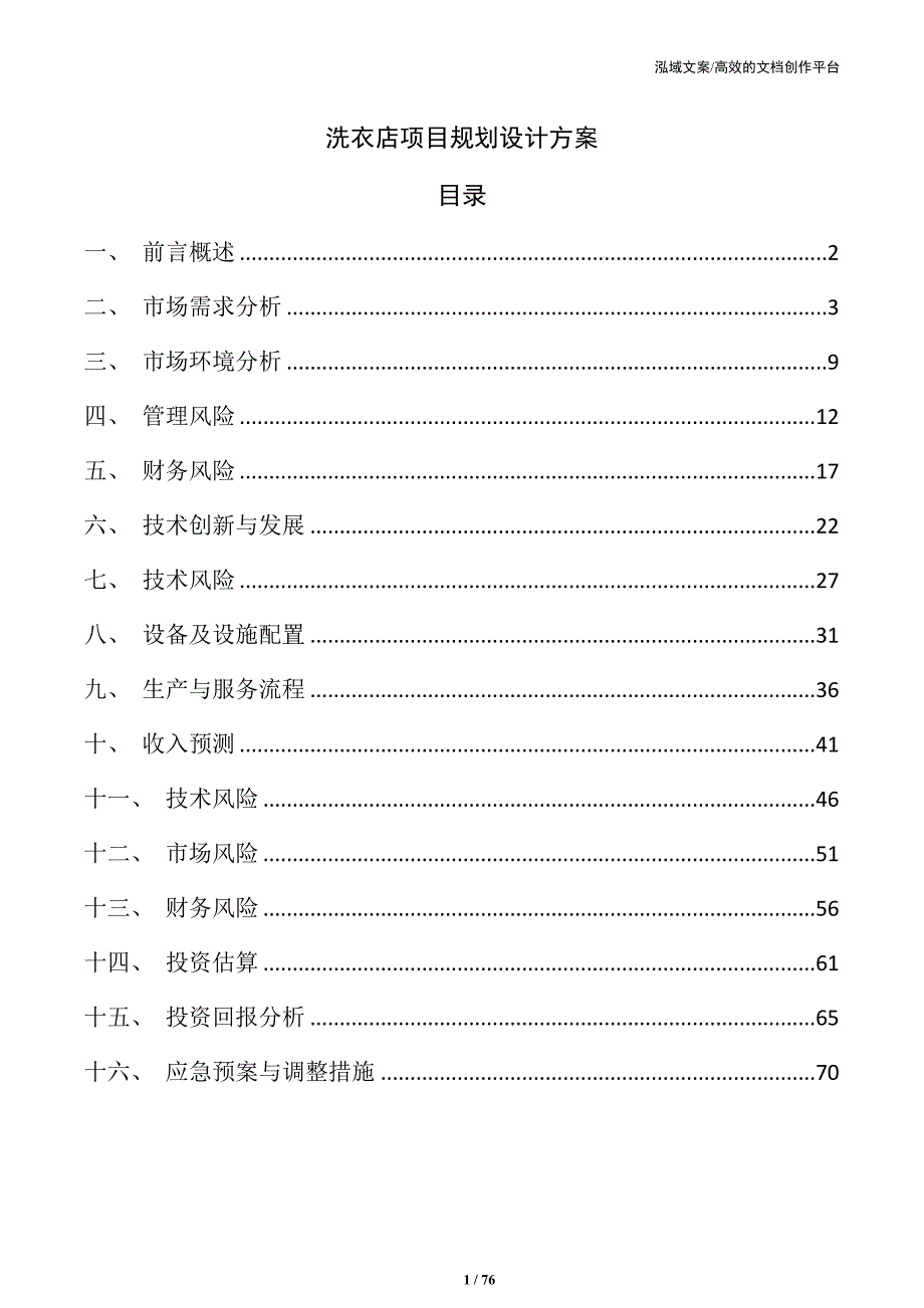洗衣店项目规划设计方案_第1页